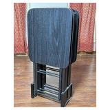 Four Black Folding TV Trays with Stand