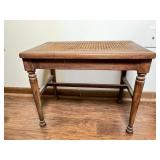 Rectangular Wood Bench with Cane Seat