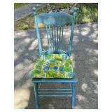 Painted Wood Chair with Cane Seat and Cushion