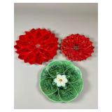 Three Ceramic Leaf-Shaped Serving Plates