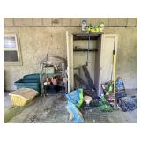 Outdoor Storage Lot With Cabinet and Tools
