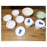 Corning Ware White Ramekins and Covered Mugs Set