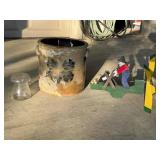 Stoneware Crock and Wooden Whirligig Lot