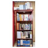 Bookshelf with Books, Binders, and Magazines