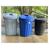 Plastic Outdoor Garbage Can Trio Assortment