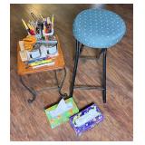 Wood and Metal Side Table with Iron Base