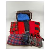 Plaid and Solid Scarves with Plastic Bin