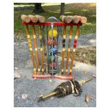 Wood Croquet Set With Stand And Accessories