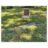 Metal And Wood Patio Chair And Cast Iron Bench Par