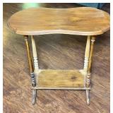 Turned Wood Kidney-Shaped Side Table