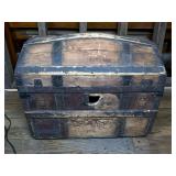 Wooden Dome Top Steamer Trunk with Metal Bands