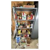 Metal Storage Shelf With Assorted Tools Supplies