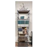 Metal and Wood Shelf With Books and Dï¿½cor