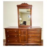 Wood Dresser with Mirror and Multiple Drawers