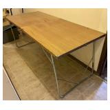 Folding Table With Metal Legs And Wood Top