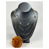 5 Beaded Necklaces and Agate Belt Buckle