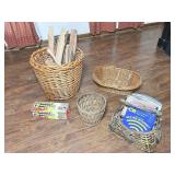 Wicker Baskets and Chimney Log Set