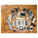 Electronics Assortment: Remotes, Cables, Power Str