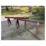Wooden Sawhorses with Metal Brackets