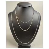 Three Silver Tone Chain Necklaces