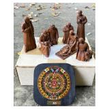 Haitian Clay Nativity Set and Mexican Calendar