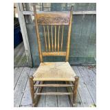 Wood Rocking Chair with Woven Seat