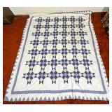 Handmade Patchwork Quilt Blue and White 96x84 in