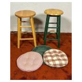 Wooden Bar Stools with Cushion Pads