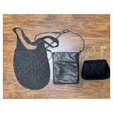 Three Black Handbags Including Margot Leather