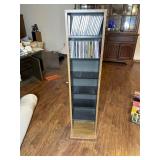 Wooden Media Tower Shelf with CDs