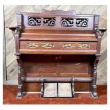Wooden Pump Organ with Decorative Panels