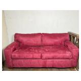 Red Upholstered Two-Seat Sofa