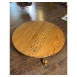 Round Oak Coffee Table with Paw Feet