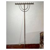 Wooden Hay Rake with Curved Metal Supports