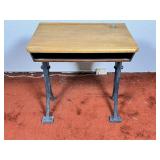 Wood and Cast Iron Student Desk with Inkwell