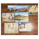 Seven Assembled Jigsaw Puzzles