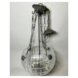 Glass Bowl Pendant Light with Metal Chains