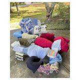 Linens, Bedding, Fabric Assortment with Totes