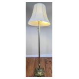 Stiffel Brass Floor Lamp with Fabric Shade