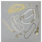 Faux Pearl Necklaces and Earrings Lot