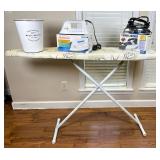 Ironing Board with Irons and Waste Basket