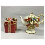 Fitz and Floyd Christmas Teapot and Box