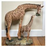 Resin Giraffe and Calf Figurine 20 Inches Tall