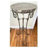 Marble Top Metal Base Pedestal Plant Stand