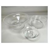Three Clear Glass Serving Bowls Assorted Sizes