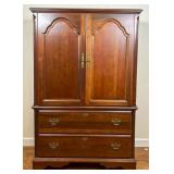 Wood Armoire with Brass Pulls and Two Drawers