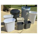 Plastic Trash and Utility Cans Lot
