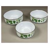 3 Enamelware Bowls with Leaf Motif