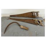 Hand Saws and Curved Blade Sickle Lot