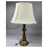 Cast Metal Table Lamp with Fabric Shade